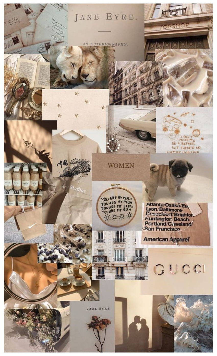 Colaj Estetic Beige Aleatoriu Fundal