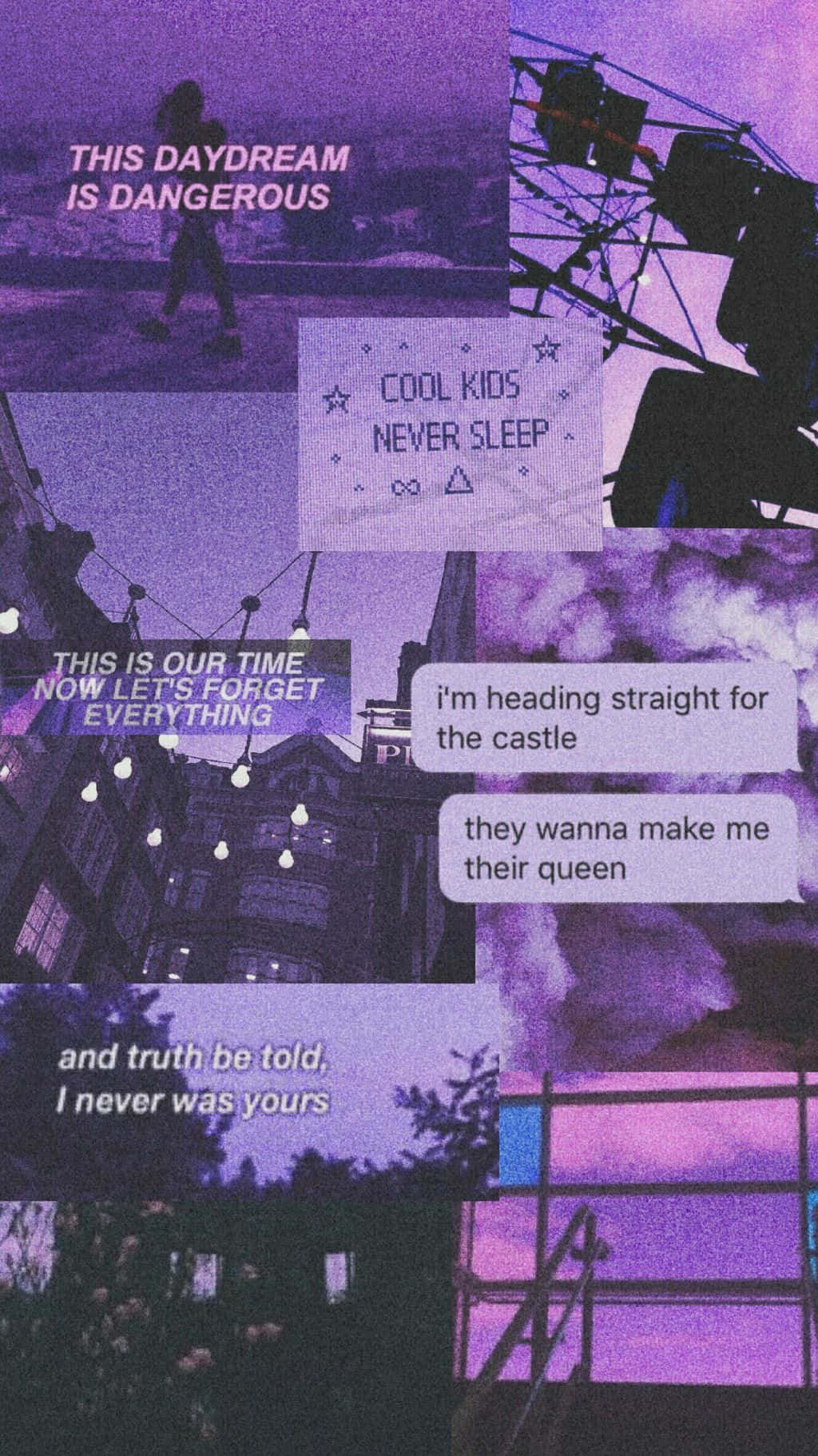 Colaj Estetic Grunge Tumblr în Nuanțe de Violet Fundal