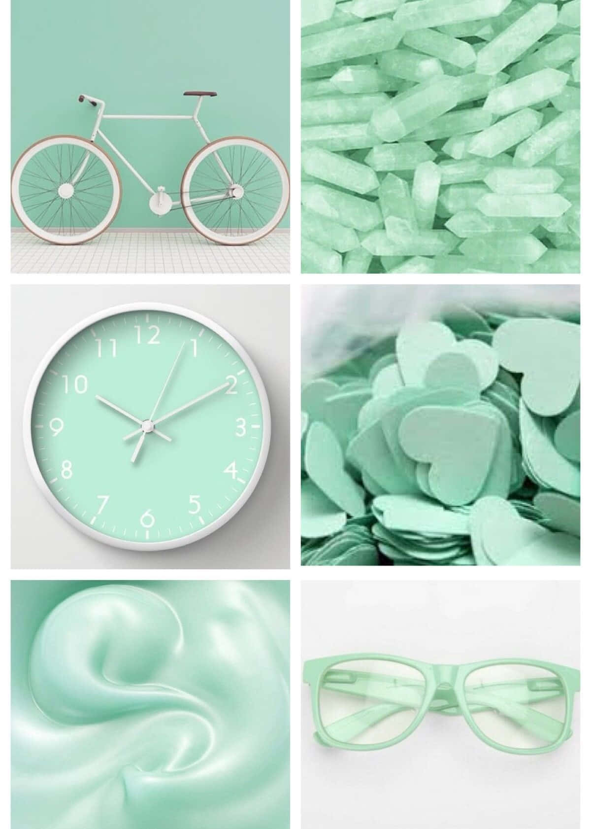 Colaj Estetic Pastel Verde Fundal