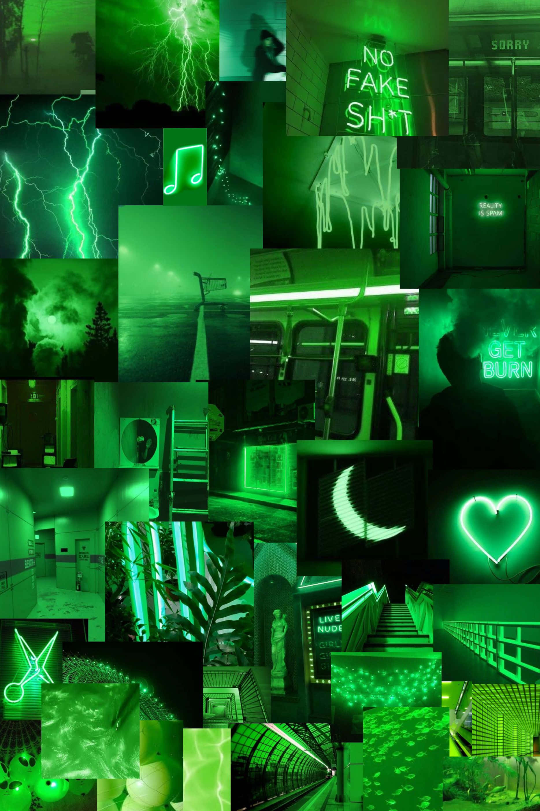Colaj estetic verde lime Tumblr Fundal
