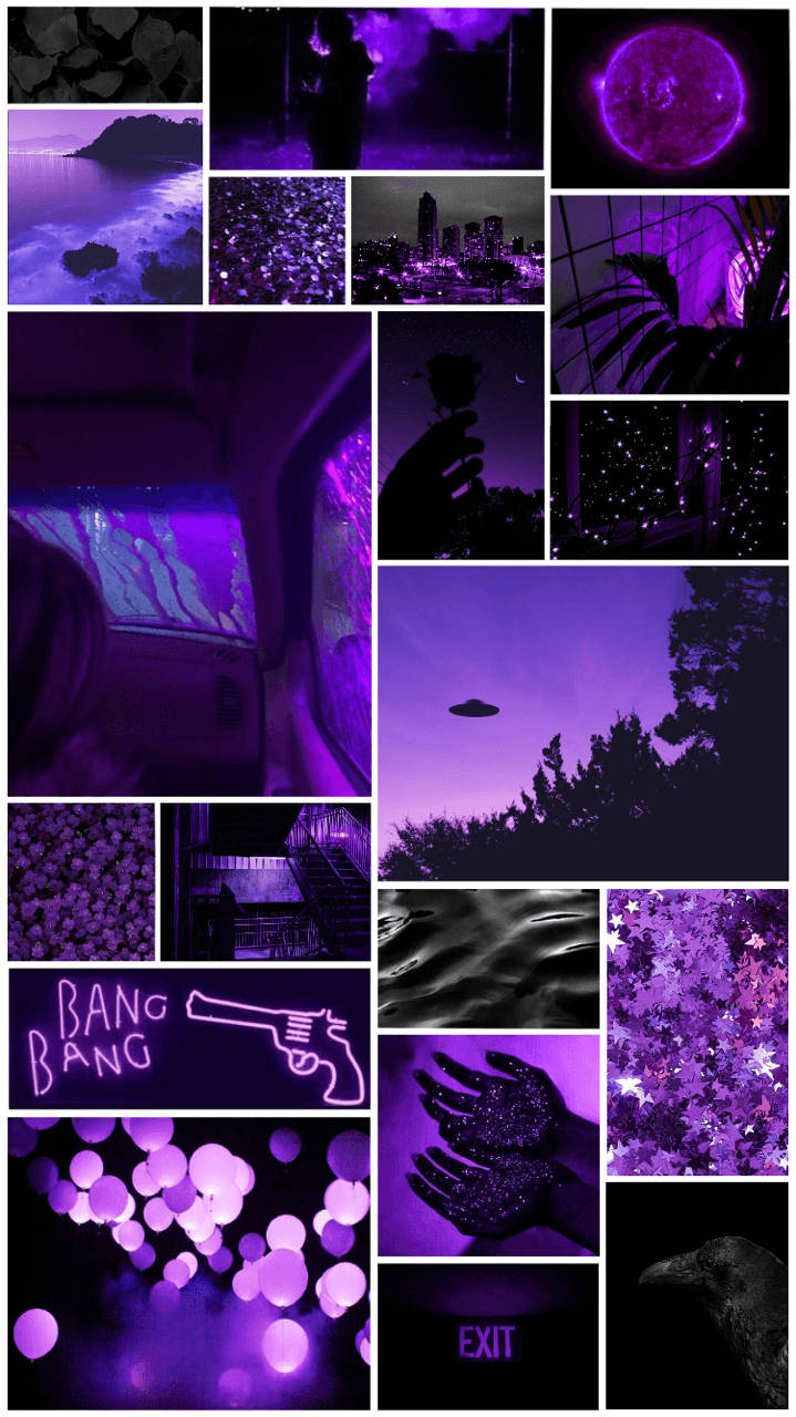 Colaj estetic violet și negru atmosferic Fundal