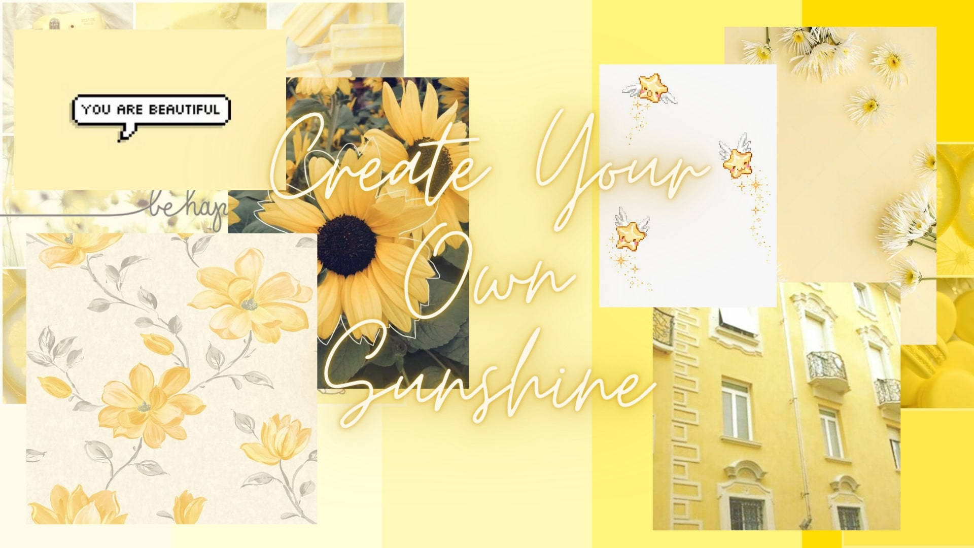 Colaj Galben Pinterest Laptop Fundal