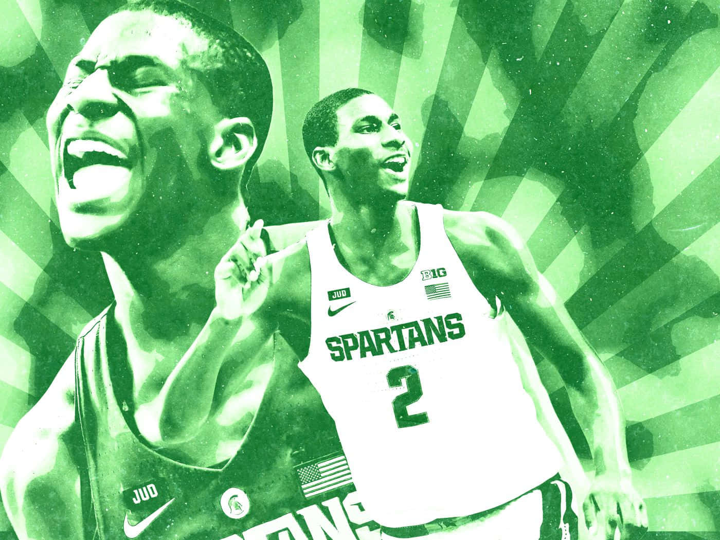 Colaj grafic cu Jaren Jackson Jr. Fundal