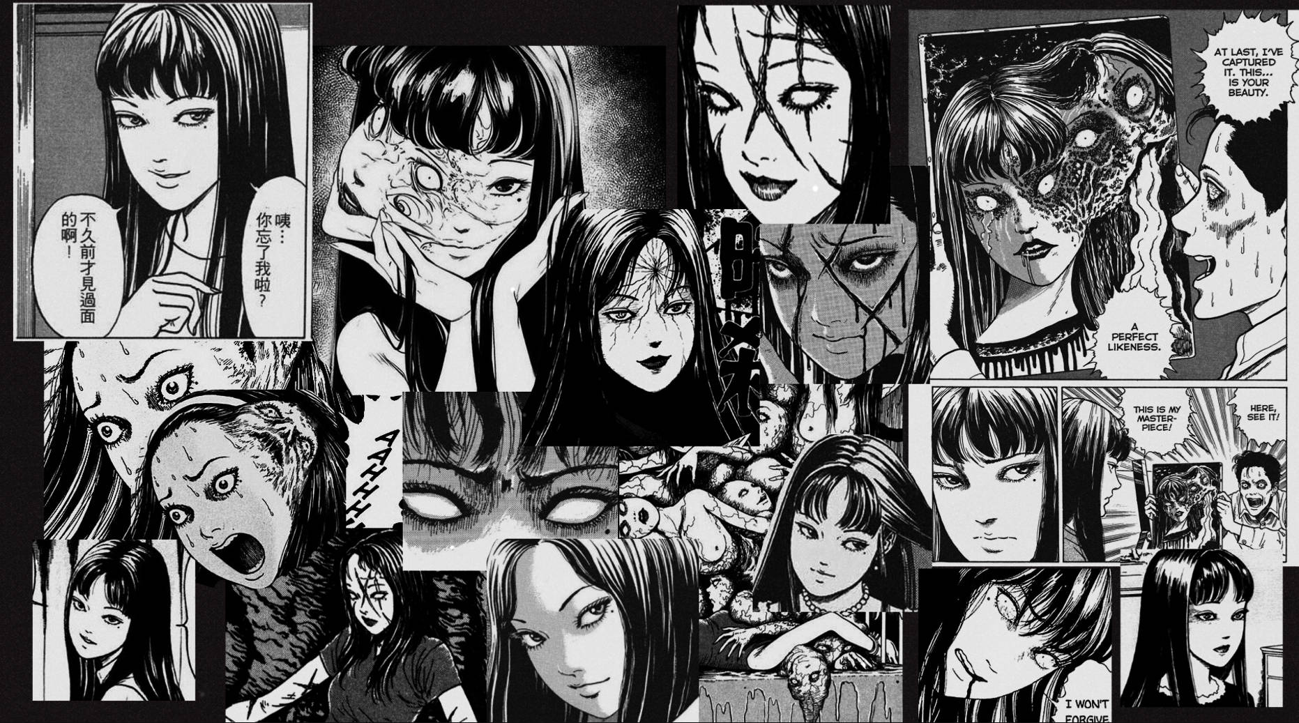 Colaj Junji Ito Tomie Kawakami — Anime întunecat GIF Fundal