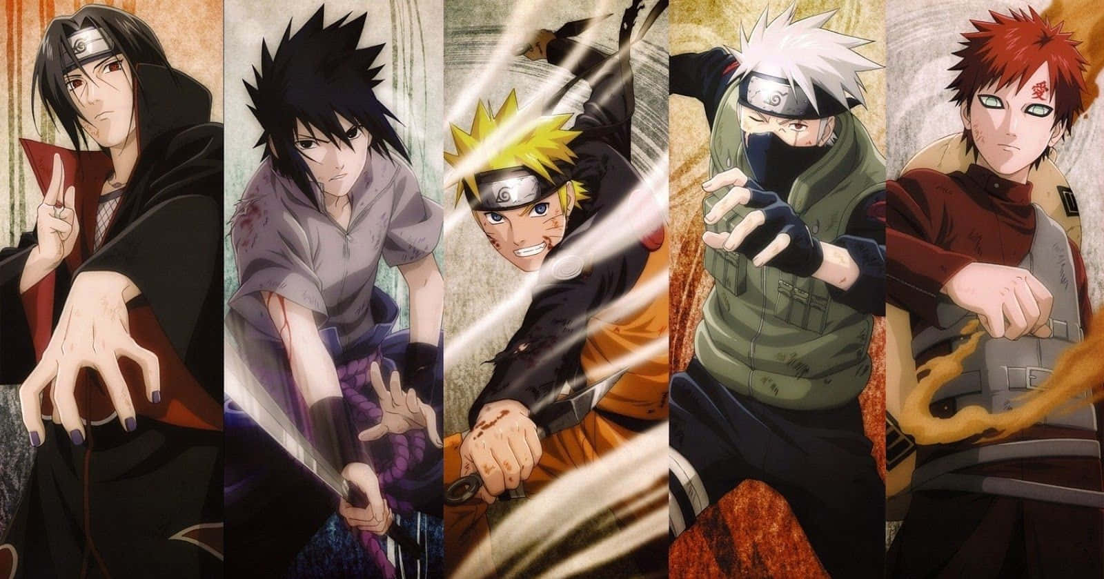 Colaj Naruto Shippuden cu Personaje Anime Băieți Fundal