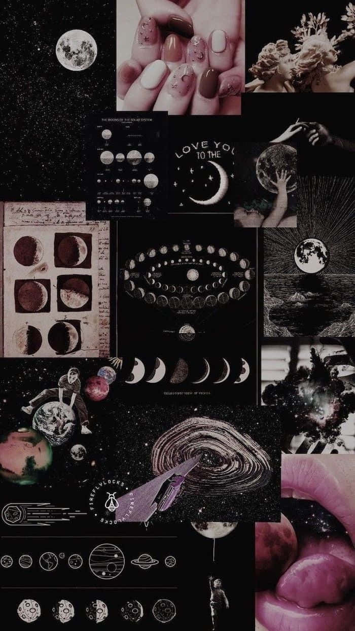 Colaj Negru Galactic Fundal