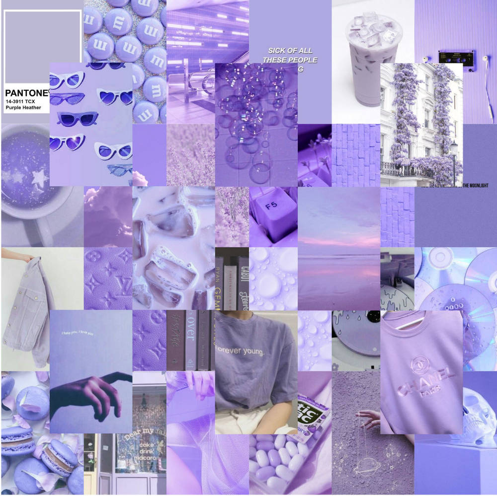 Colaj Pastel Mov cu Lucruri Cool Fundal
