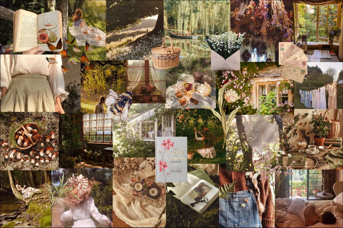 Colaj Romantic Rural Cottagecore pentru Desktop Fundal