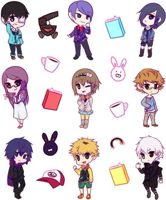 Colecție de Personaje în Stil Chibi Fundal