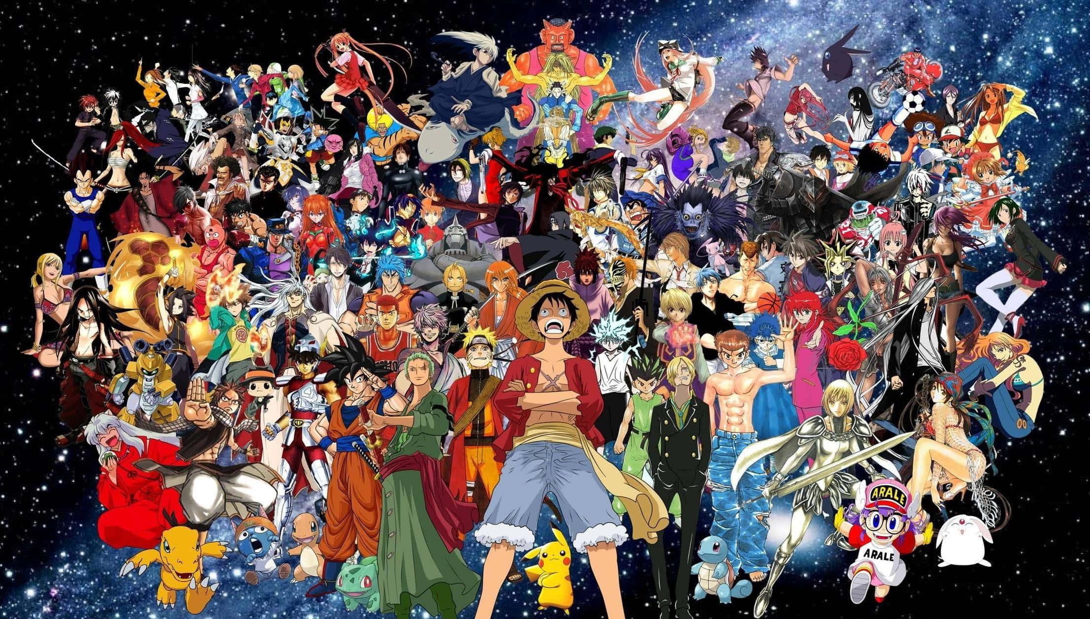 Colecție epică cu toate personajele anime HD Fundal