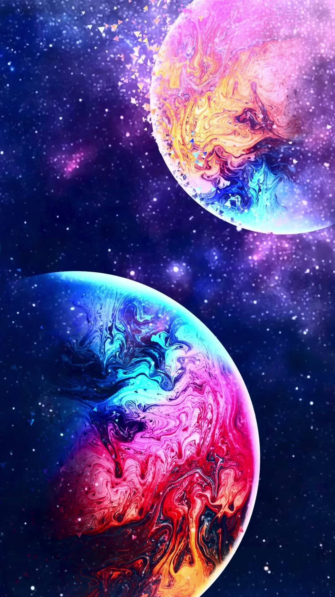 Coliziunea Orbitorare a Două Planete într-o Galaxie Drăguță Fundal