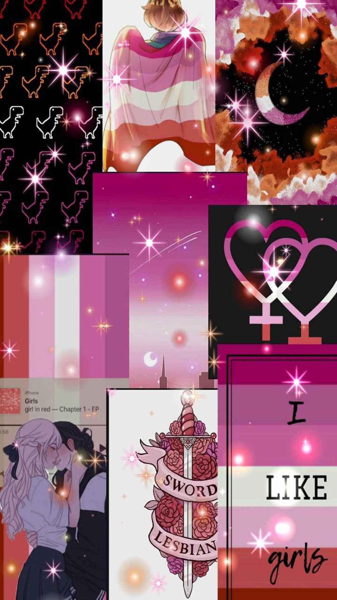 Collage estetic lesbiana sclipitor Fundal