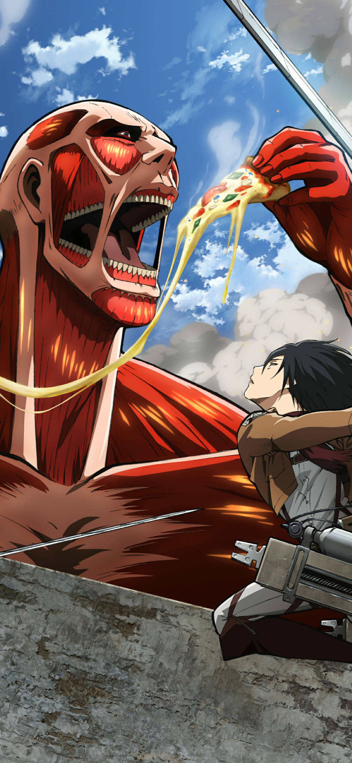 Colossal Eating Pizza Attack On Titan iPhone Fundal