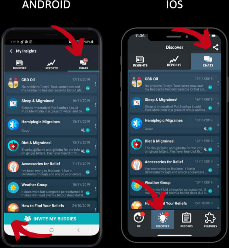 Comparație interfețe aplicații Android și iOS Fundal