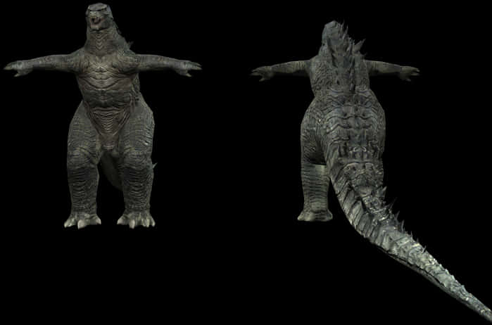 Comparație model 3D Godzilla Fundal
