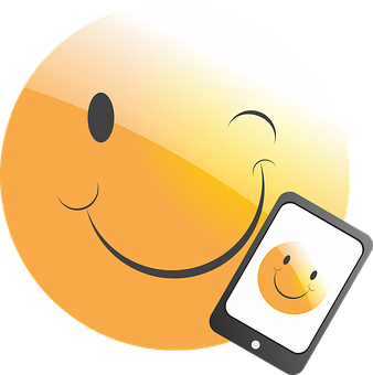 Concept de mobilă cu emoji zâmbitor Fundal