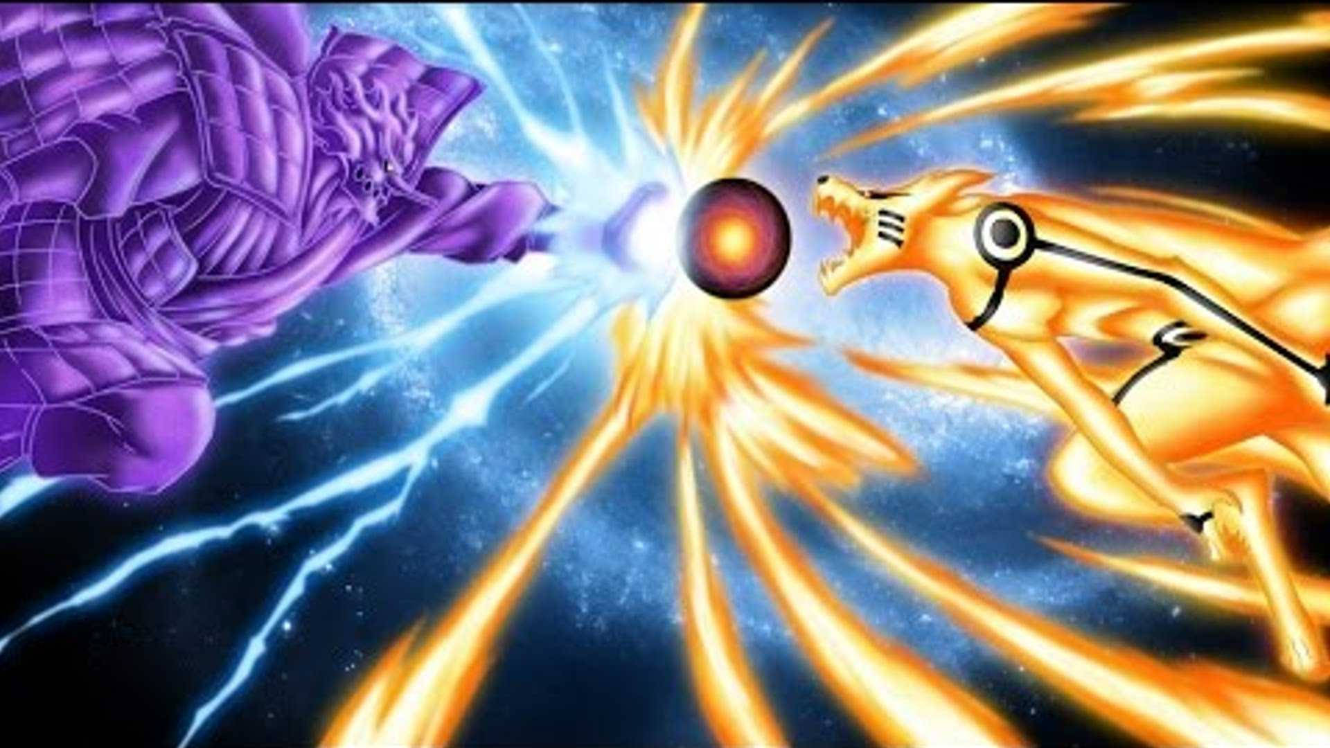Confruntare Intensă - Naruto în Modul Kurama și Susanoo al lui Sasuke Fundal