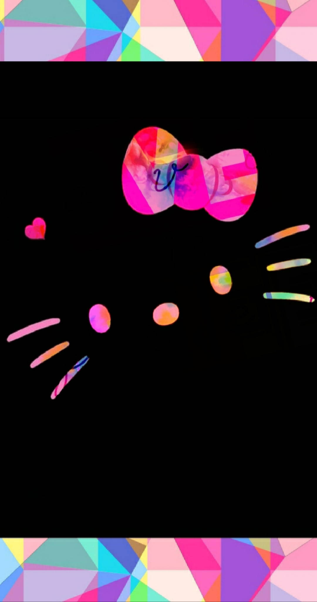 Contur Colorat pe Fundal Negru Hello Kitty Fundal