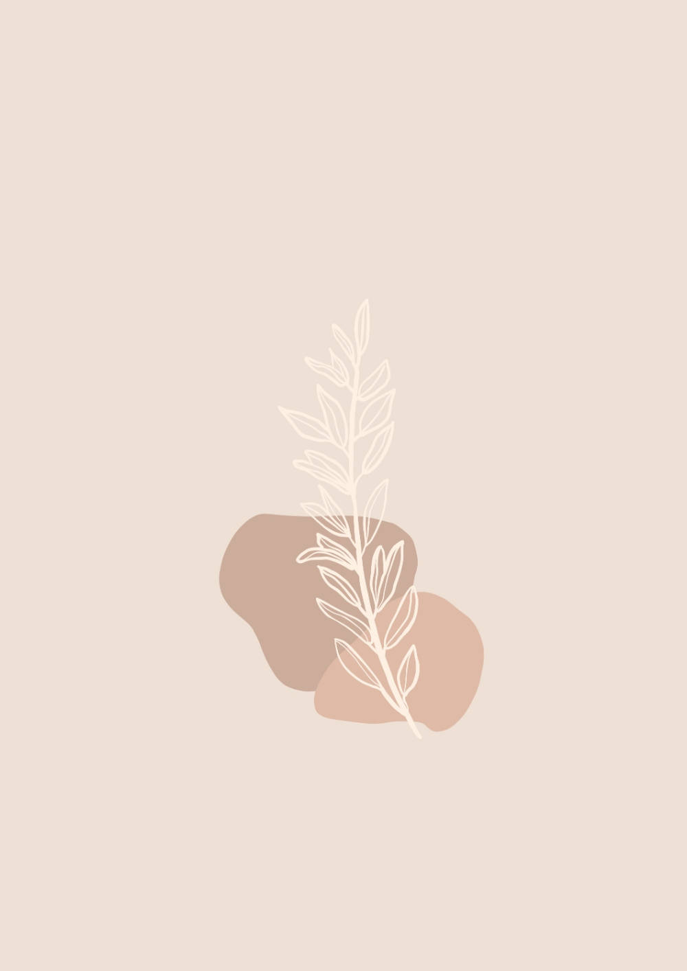 Contur Minimalist de Frunze cu Aesthetic Boho Fundal