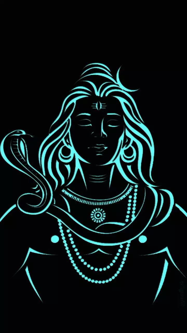Conturul Avatarului Rudra Mahadev în Albastru Fundal