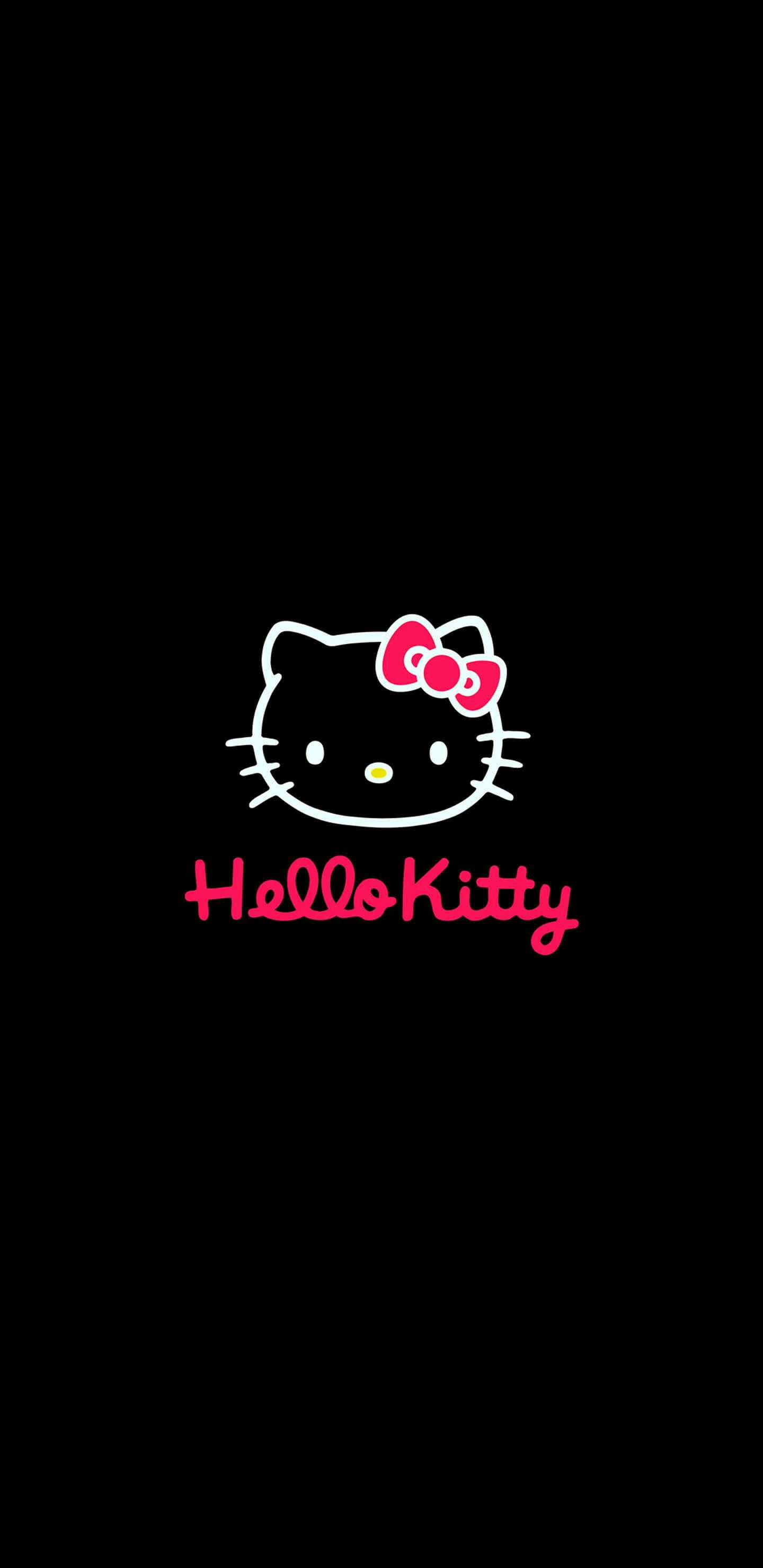 Conturul feței lui Hello Kitty în negru Fundal