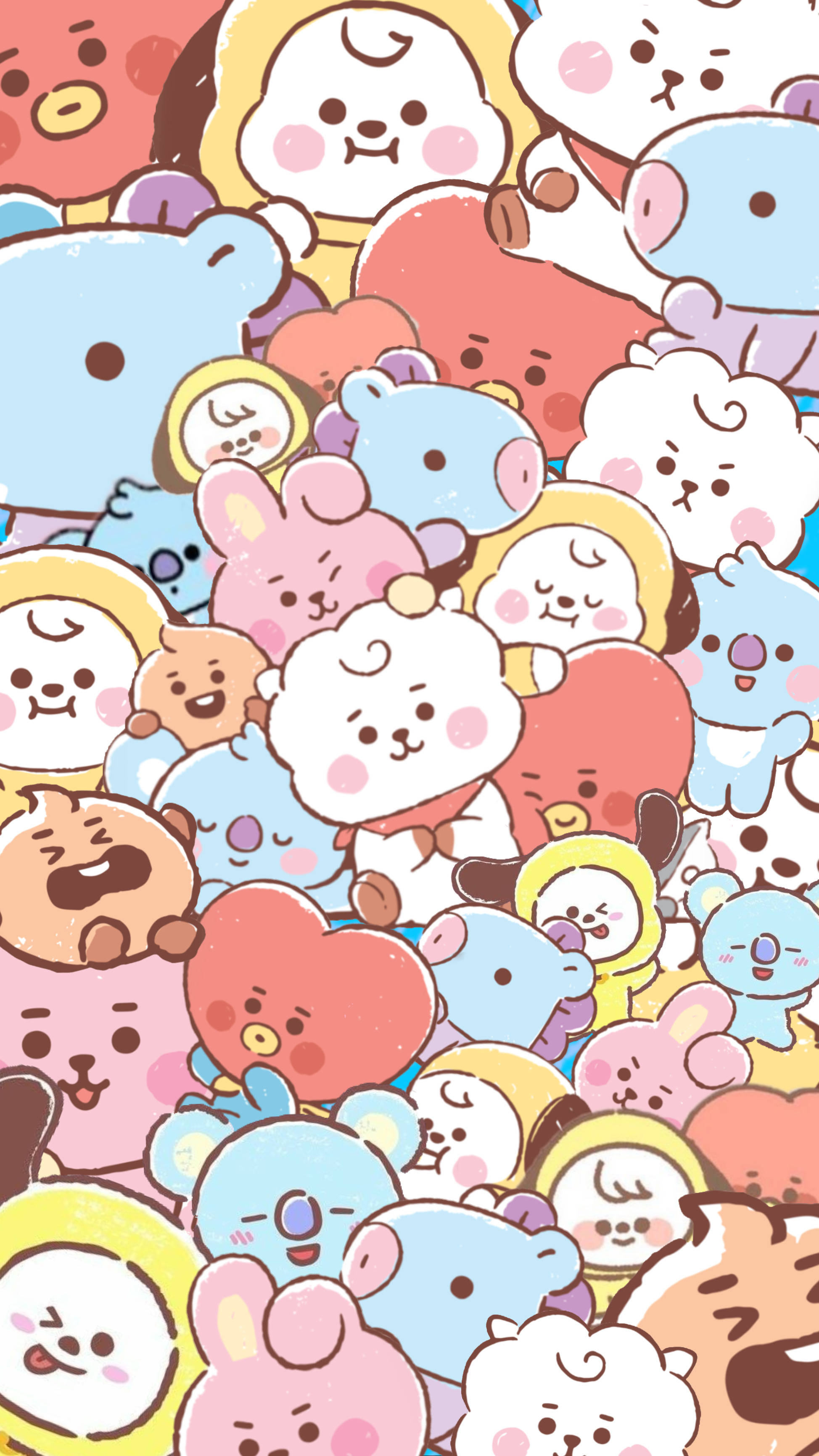 Cooky mov pastel și prietenii BT21 Fundal