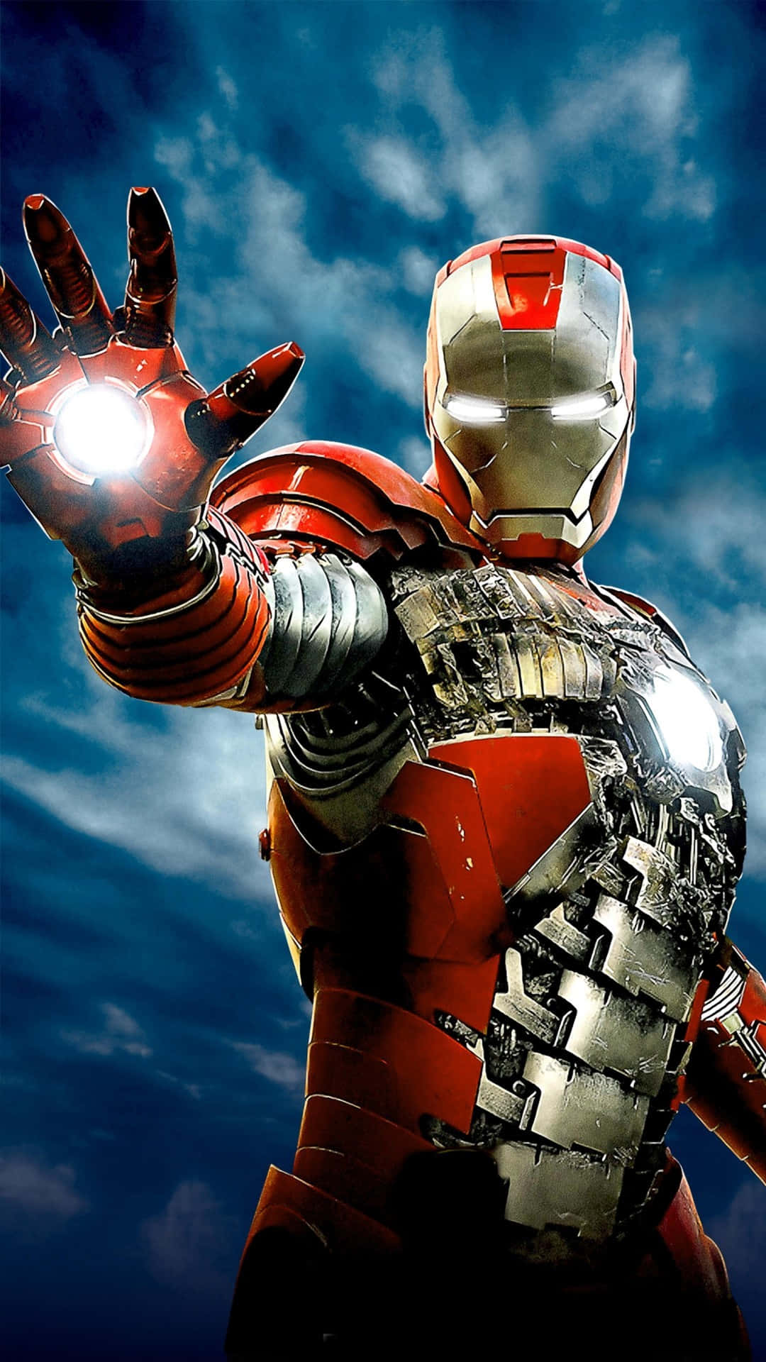 Cool 3D Iron Man Deasupra Cerului iPhone Fundal