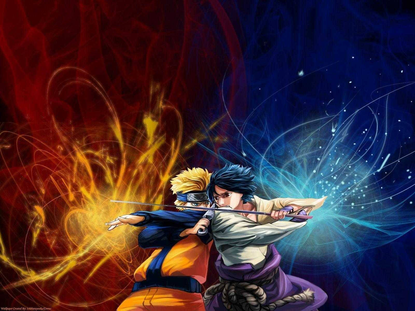 Cool Naruto și Sasuke în Confruntare Fundal