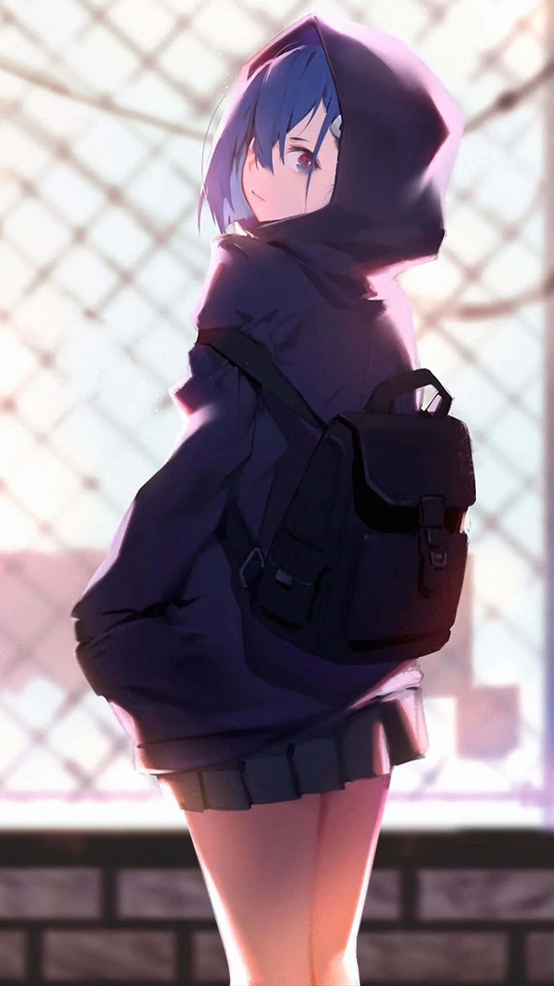 "Cool și Confortabil: Fetiță Anime într-o Hoodie" Fundal