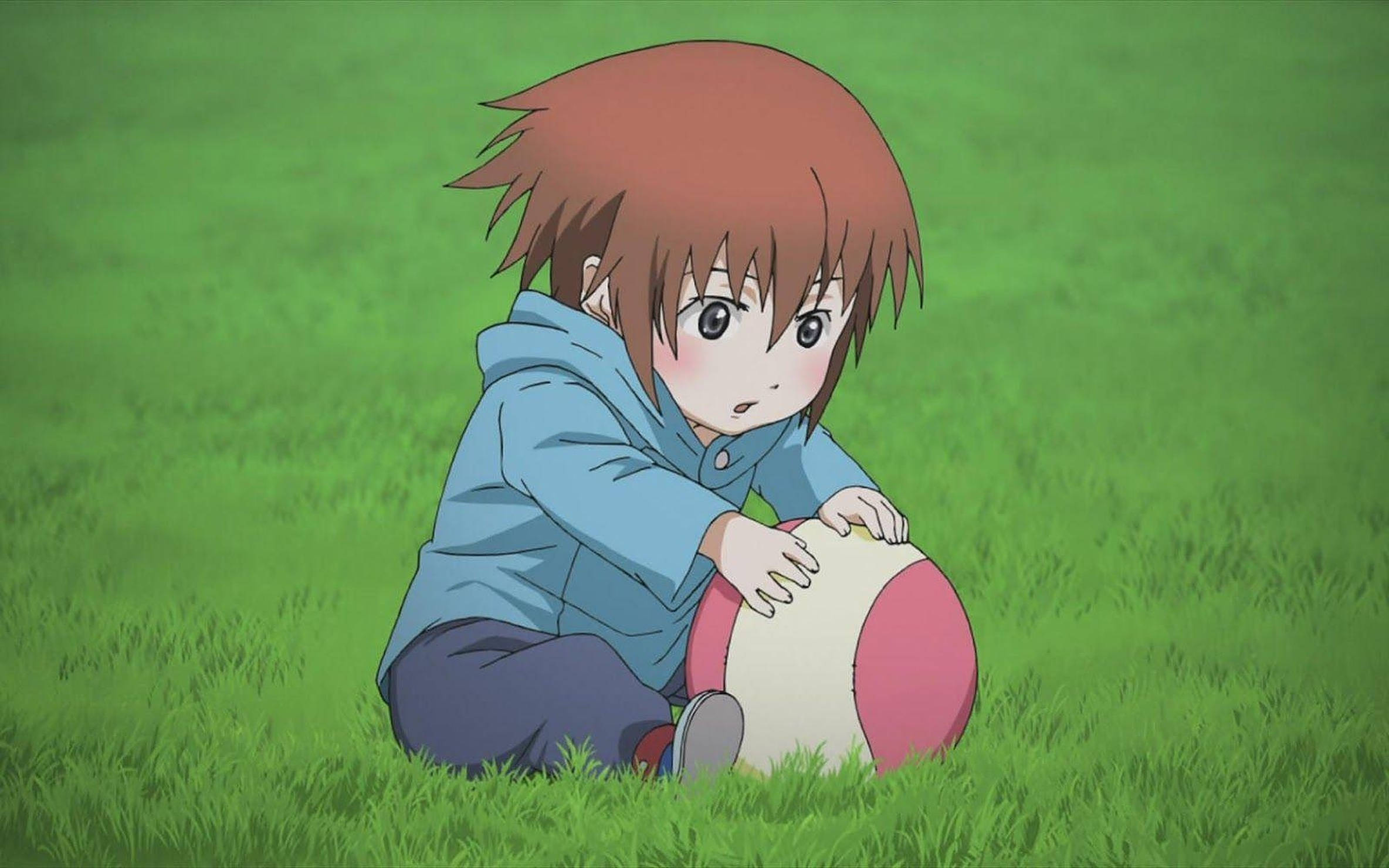 Copil Anime cu Minge Fundal