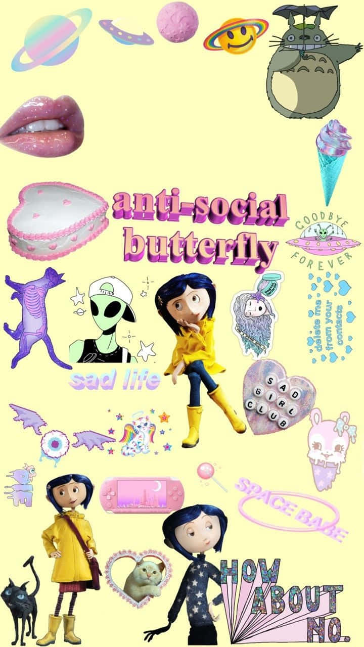 Coraline în stil gotic pastel Fundal