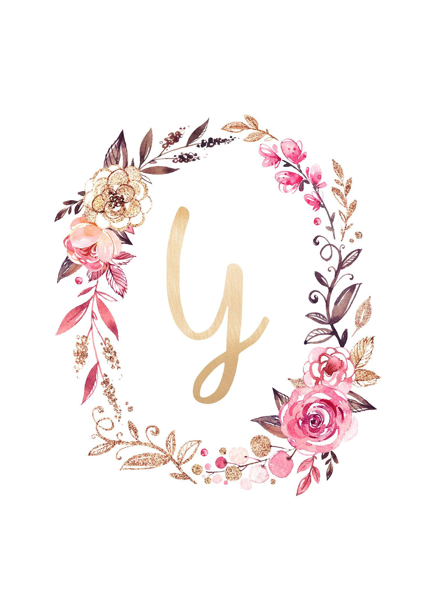 Coroană Florală Estetică Litera Y Fundal