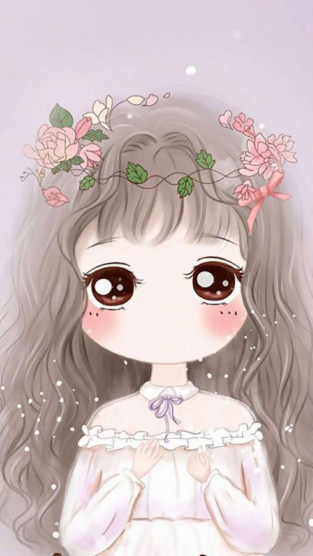Coroniță de flori drăguță și feminină Kawaii Fundal