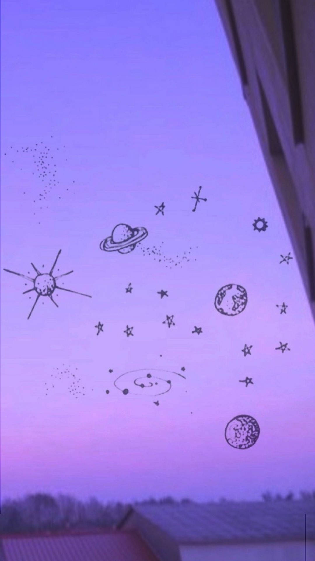 Corpuri cerești estetice în mov deschis Fundal