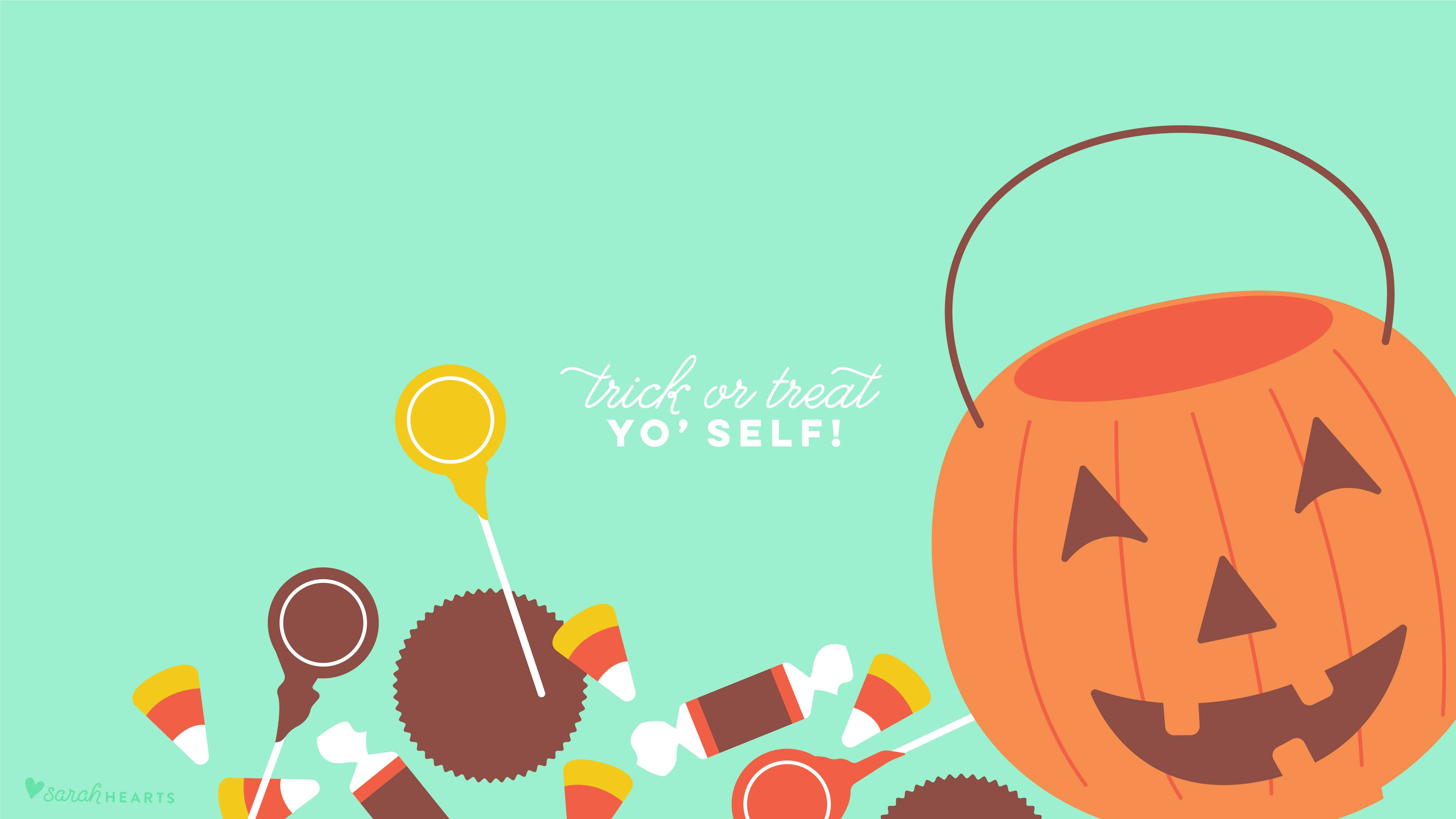 Cos cu Bomboane de Halloween cu Dovleac Dragut Fundal