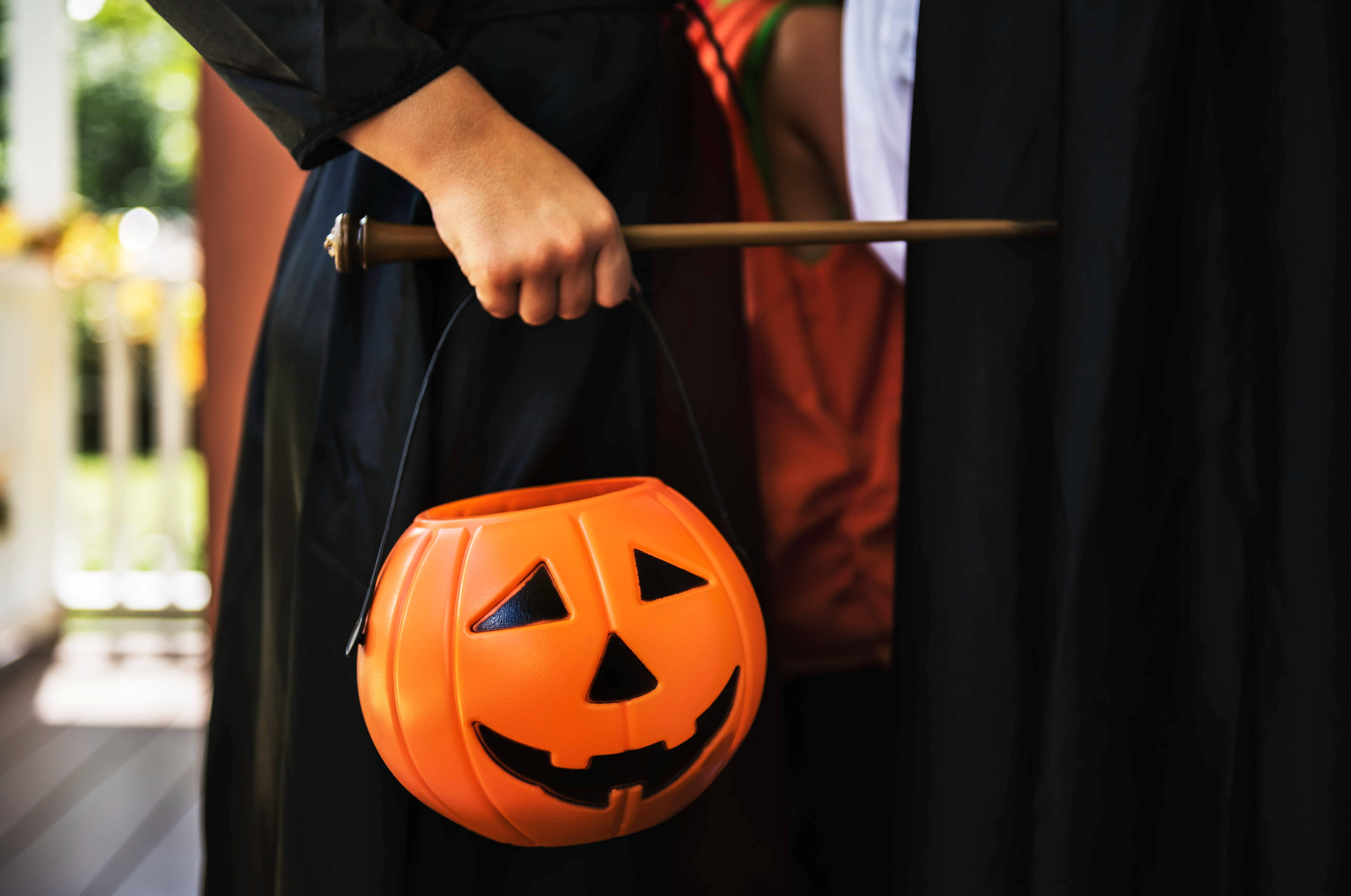 Coș drăguț de Halloween Jack O' Lantern Fundal