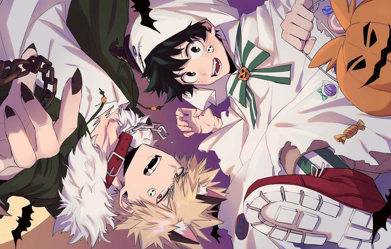 Costum de Halloween Bakugo și Izuku Midoriya din My Hero Academia Fundal