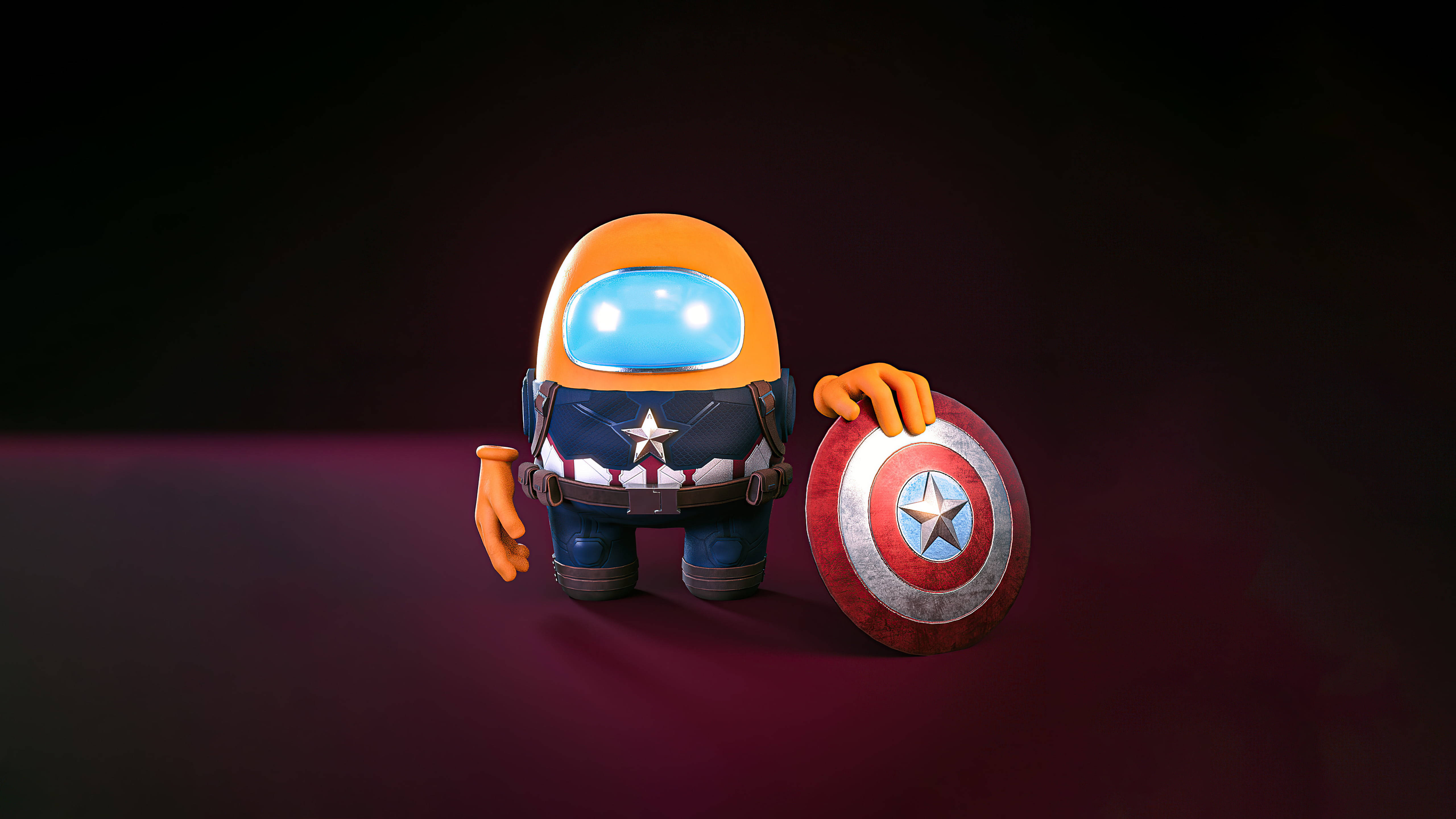 Costum estetic Captain America din Among US Fundal
