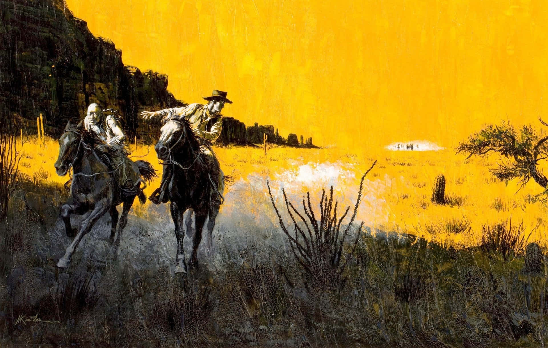 Cowboyi din Vestul Sălbatic Fundal