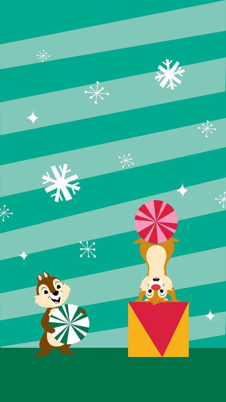 Crăciun Disney iPhone Chip 'N Dale Fundal