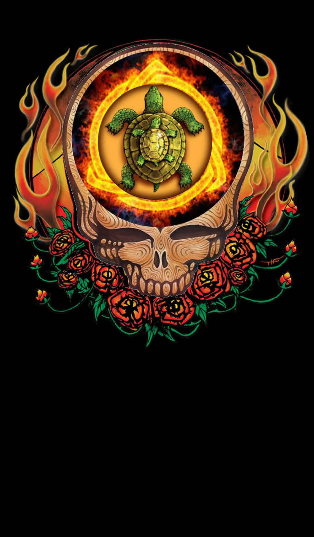 Craniu cu o broască țestoasă ca iPhone Grateful Dead Fundal
