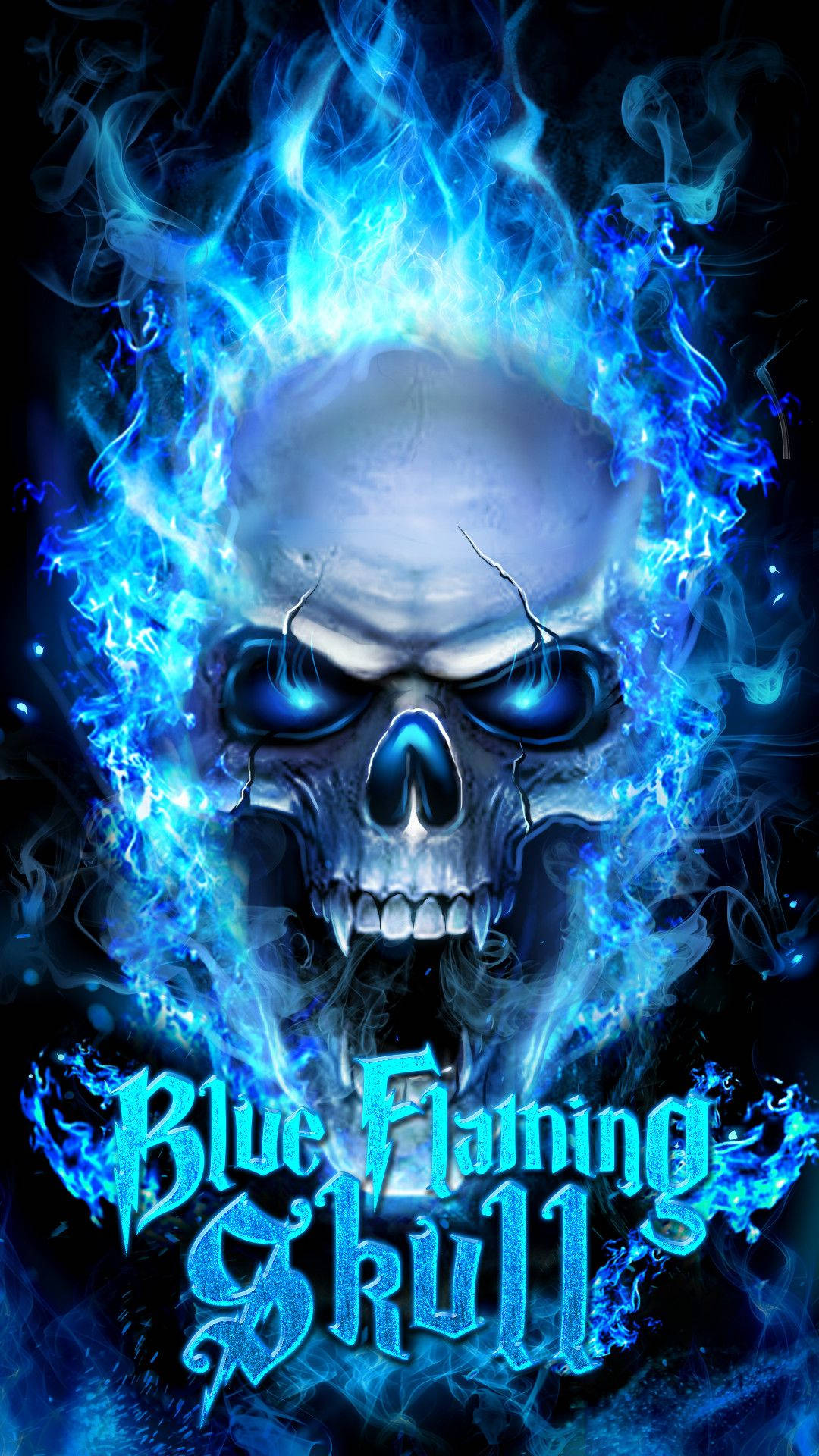 Craniu de Foc Albastru al unui Ghost Rider Fundal