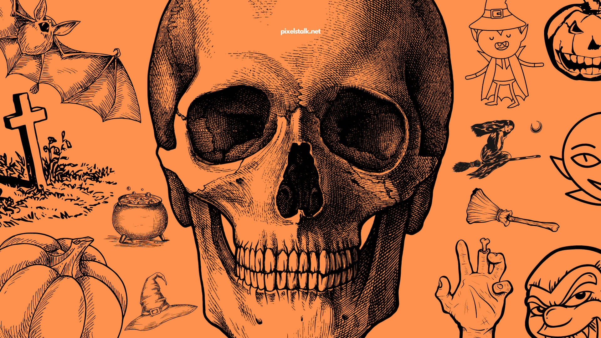 Craniu de Halloween Vintage Fundal
