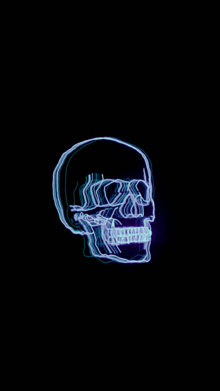 Craniu Neon Estetic Albastru Închis HD Fundal