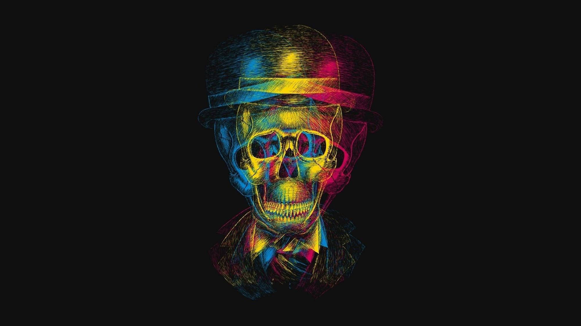 Craniu trippy cu estetică întunecată Fundal