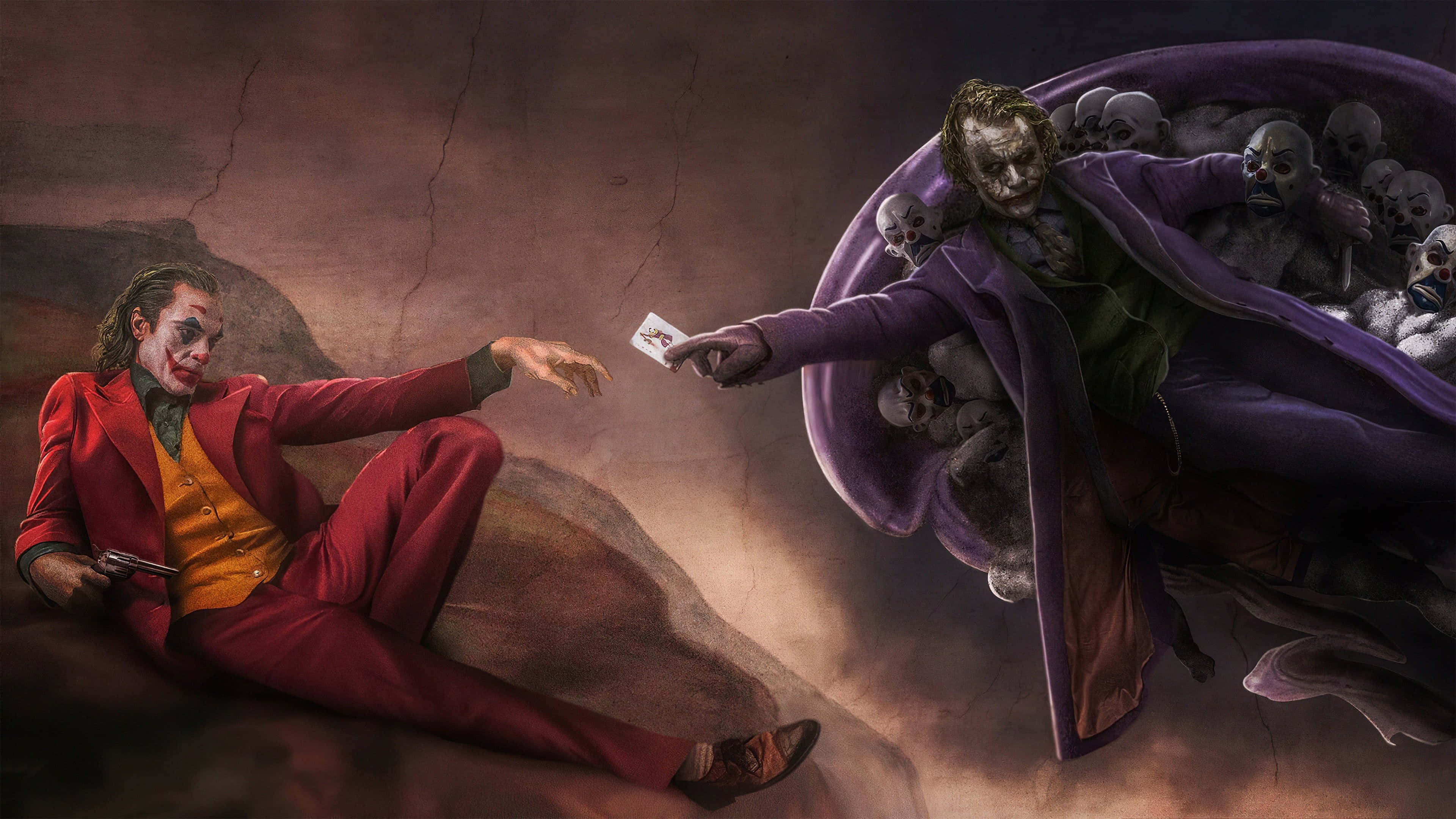 Crearea lui Adam în stil Joker 4K Fundal