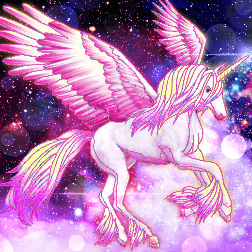 Creatură galactică unicorn cu aripi Fundal
