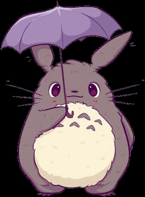 Creatură Kawaii cu Umbrelă.PNG Fundal