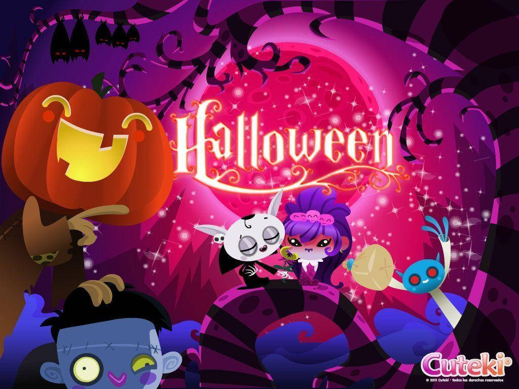 Creaturi înfricoșătoare kawaii de Halloween Fundal