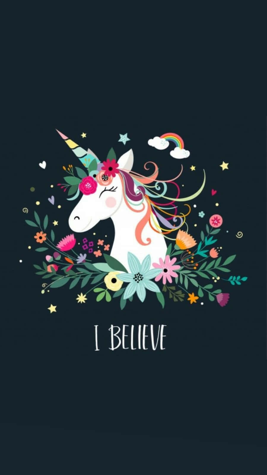 Cred în Unicornul Floral pentru iPhone Fundal